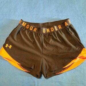 Under Armour Women's Athletic Shorts in Black and Orange